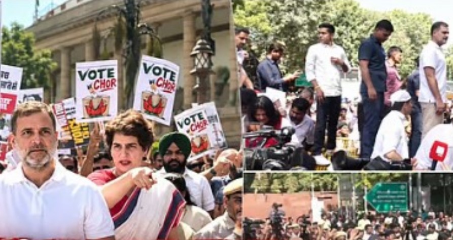 दिल्लीतील विरोधकांचा मोर्चा पोलिसांनी रोखला; राहुल गांधींसह खासदार संसद मार्गावर ठिय्या